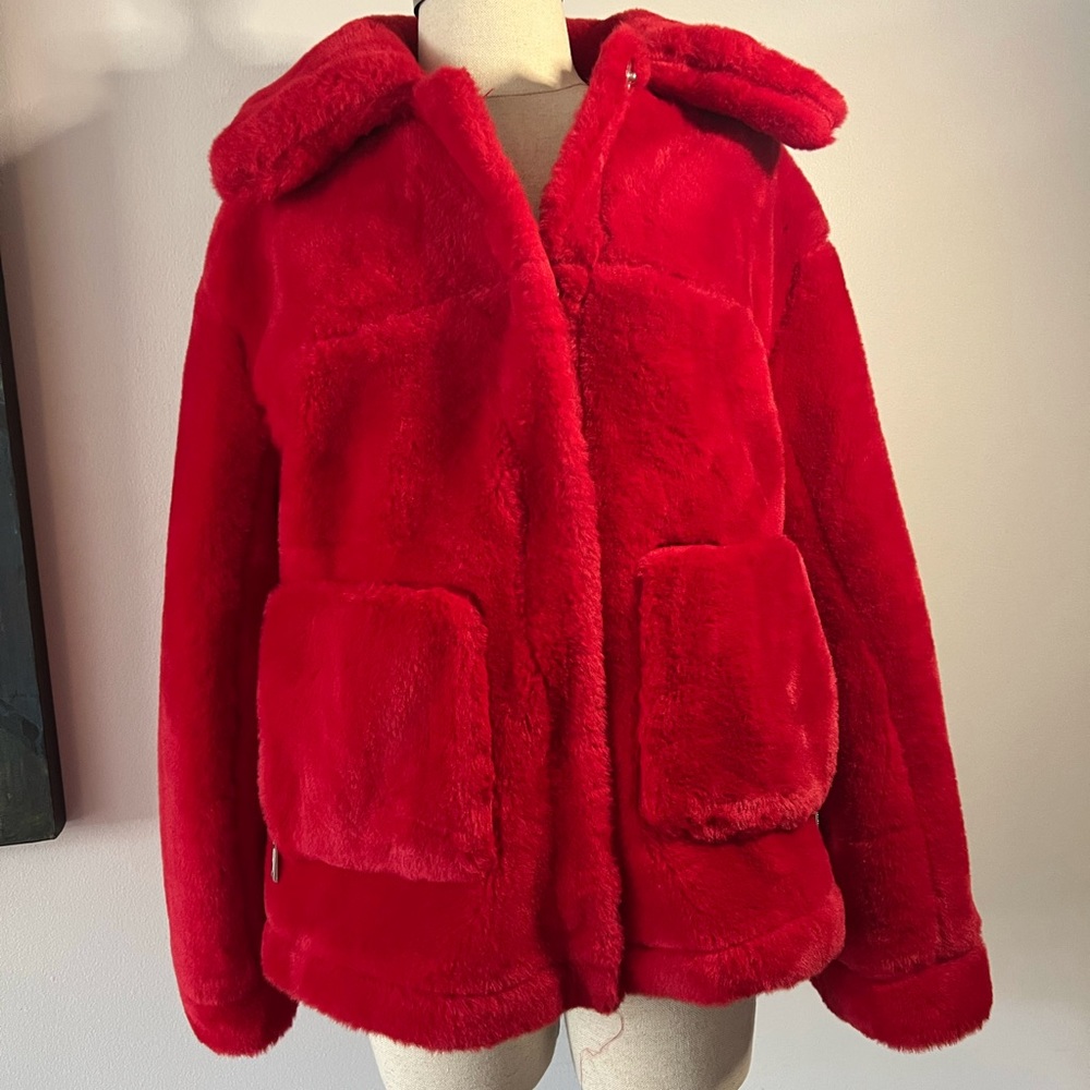 Red fur jacket!